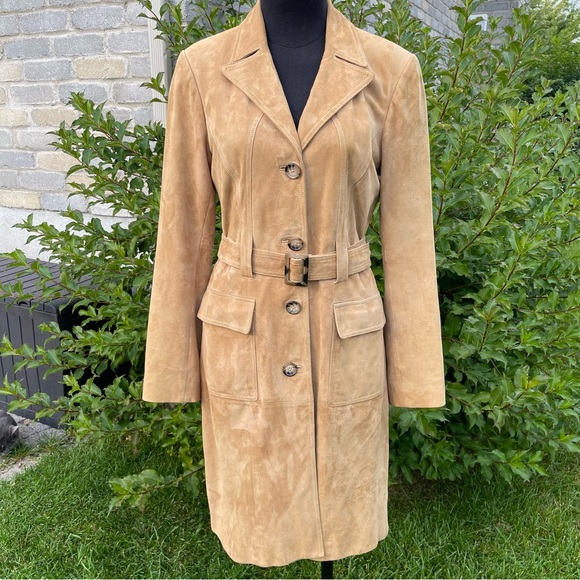 MICHAEL Michael Kors Jackets & Blazers - MICHAEL Michael Kors Leather Long Trench Coat Size: Medium - Authentic